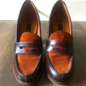 Mango oxford heels us7 geniune leather and suede